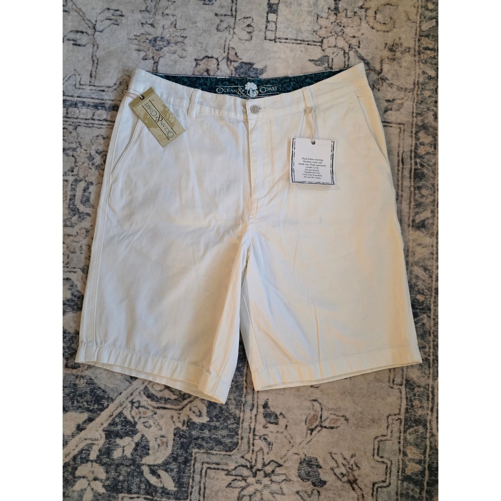 NWT Ocean & Coast Men's Size‎ 34 White Khaki Chino The Augusta Short